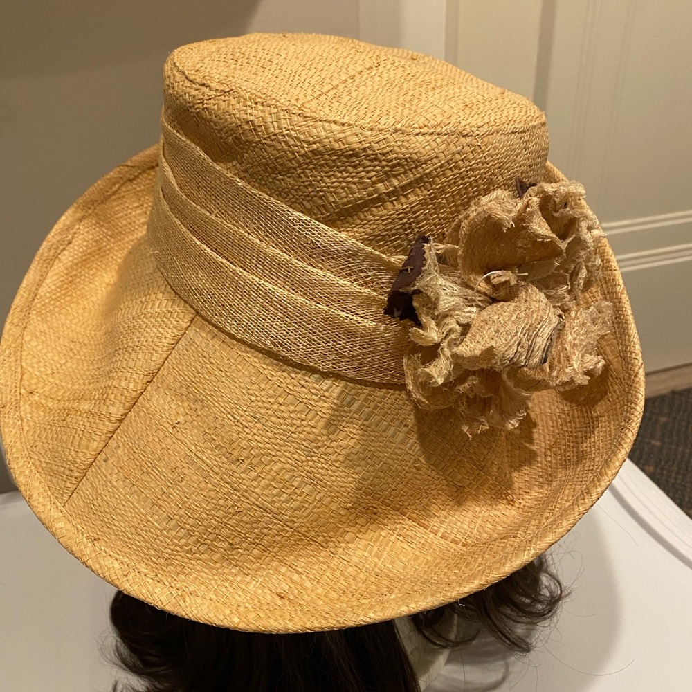 Elegant Tan Women's Hat with Floral Accent